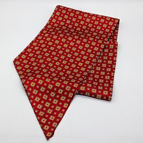 Hand Crafted Accessories - Sailor Burgundy Red Gold Print Oblong Silk Scarf